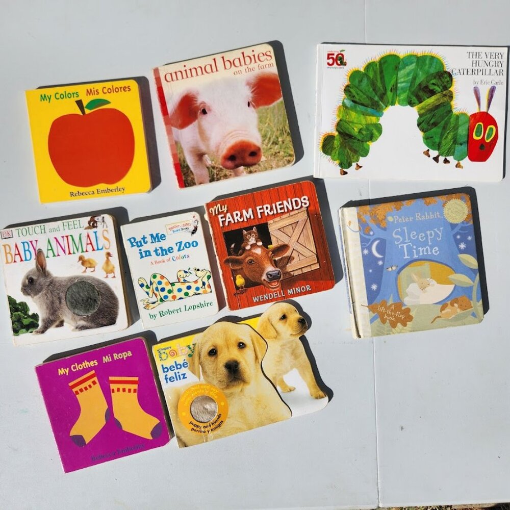 9 Baby Toddler books book bundle Lot Set Very Hungry Caterpillar Animals Dog Pup